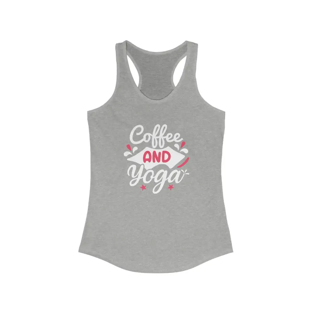 Coffee and Yoga Women’s Ideal Racerback Tank - Heather Grey / XS - Tank Top