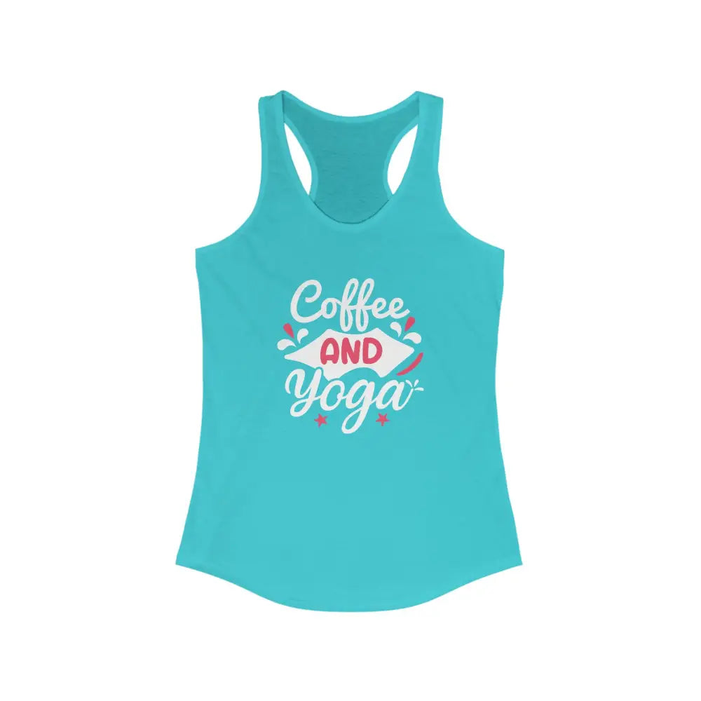 Coffee and Yoga Women’s Ideal Racerback Tank - Solid Tahiti Blue / XS - Tank Top