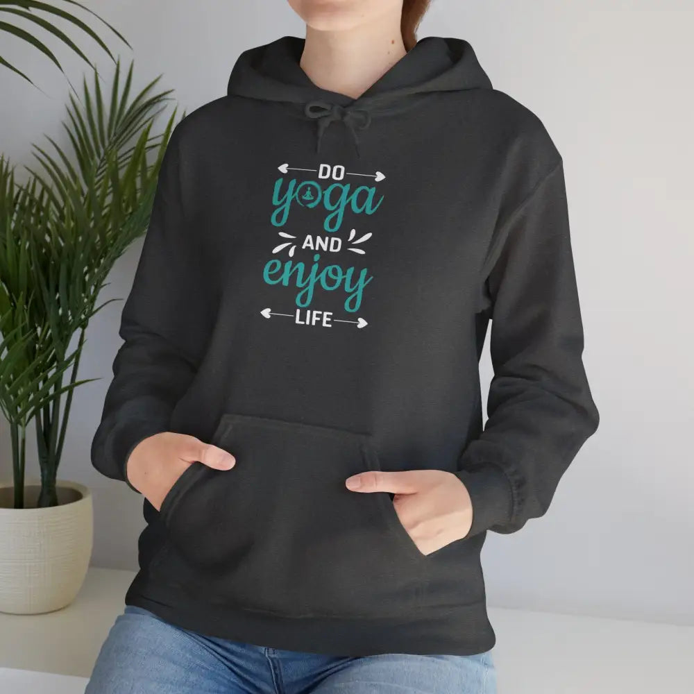 Do Yoga and Enjoy Life Heavy Blend™ Hooded Sweatshirt - Dark Heather / S - Hoodie