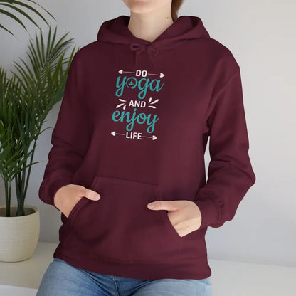 Do Yoga and Enjoy Life Heavy Blend™ Hooded Sweatshirt - Maroon / S - Hoodie