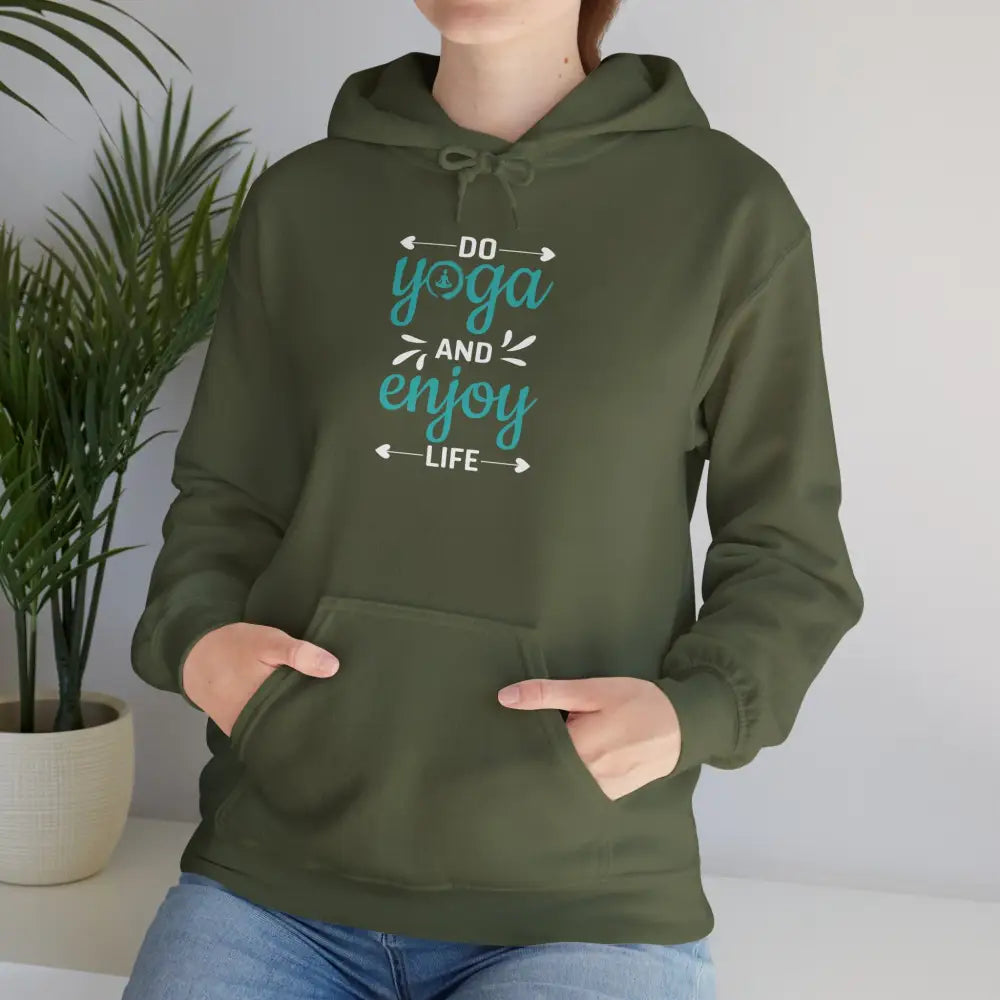 Do Yoga and Enjoy Life Heavy Blend™ Hooded Sweatshirt - Military Green / S - Hoodie