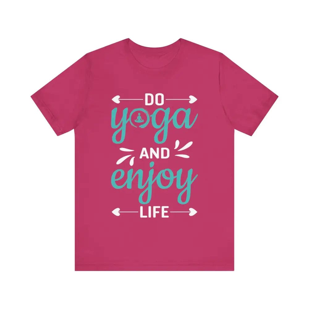 Do Yoga and Enjoy Life Unisex Jersey Short Sleeve Yoga Tee - Berry / S - T-Shirt