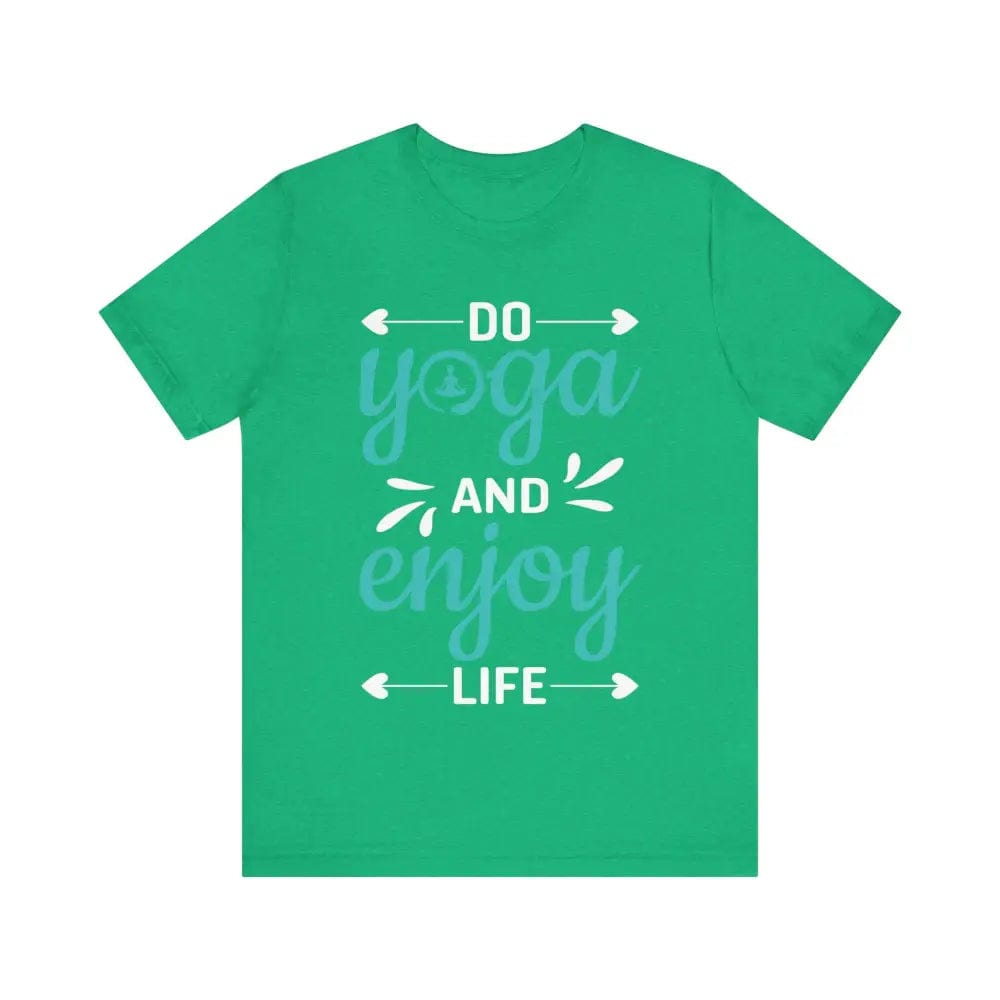 Do Yoga and Enjoy Life Unisex Jersey Short Sleeve Yoga Tee - Heather Kelly / S - T-Shirt