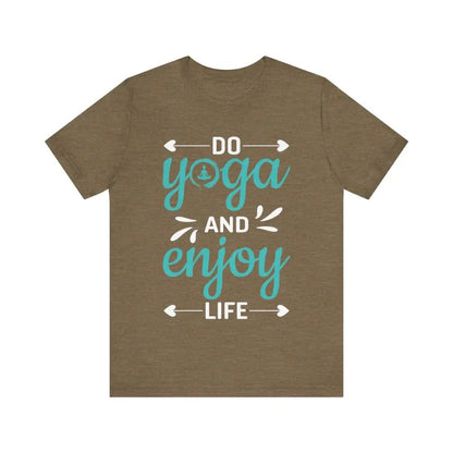 Do Yoga and Enjoy Life Unisex Jersey Short Sleeve Yoga Tee - Heather Olive / S - T-Shirt