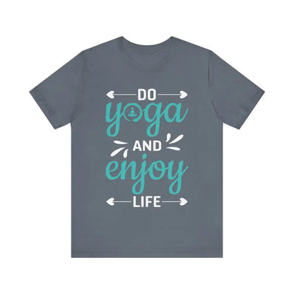 Do Yoga and Enjoy Life Unisex Jersey Short Sleeve Yoga Tee - Steel Blue / S - T-Shirt