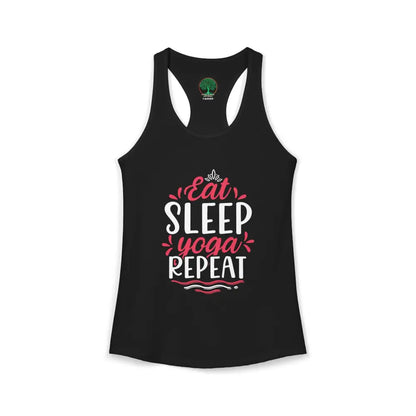 Eat Sleep Yoga Repeat Racerback Tank - XS / Solid Black - Tank Top