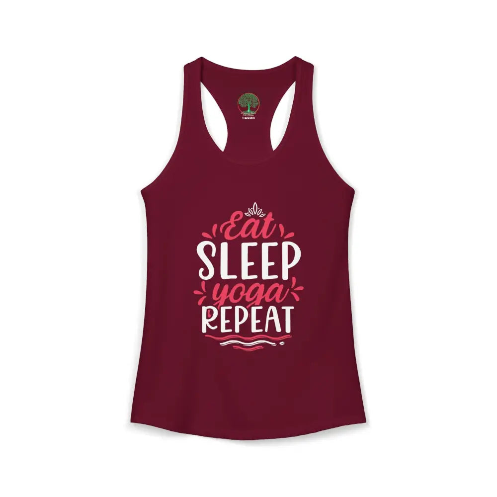 Eat Sleep Yoga Repeat Racerback Tank - XS / Solid Cardinal Red - Tank Top