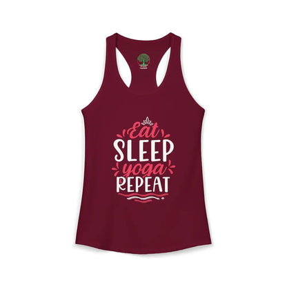 Eat Sleep Yoga Repeat Racerback Tank - XS / Solid Cardinal Red - Tank Top