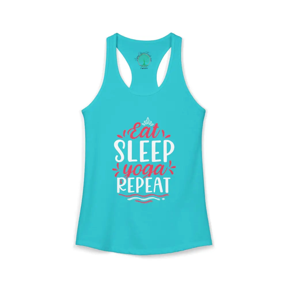 Eat Sleep Yoga Repeat Racerback Tank - XS / Solid Tahiti Blue - Tank Top