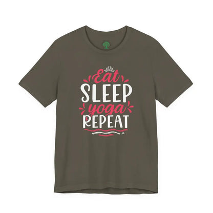 Eat Sleep Yoga Repeat T-Shirt; Yoga Routine Tee - Army / S - T-Shirt