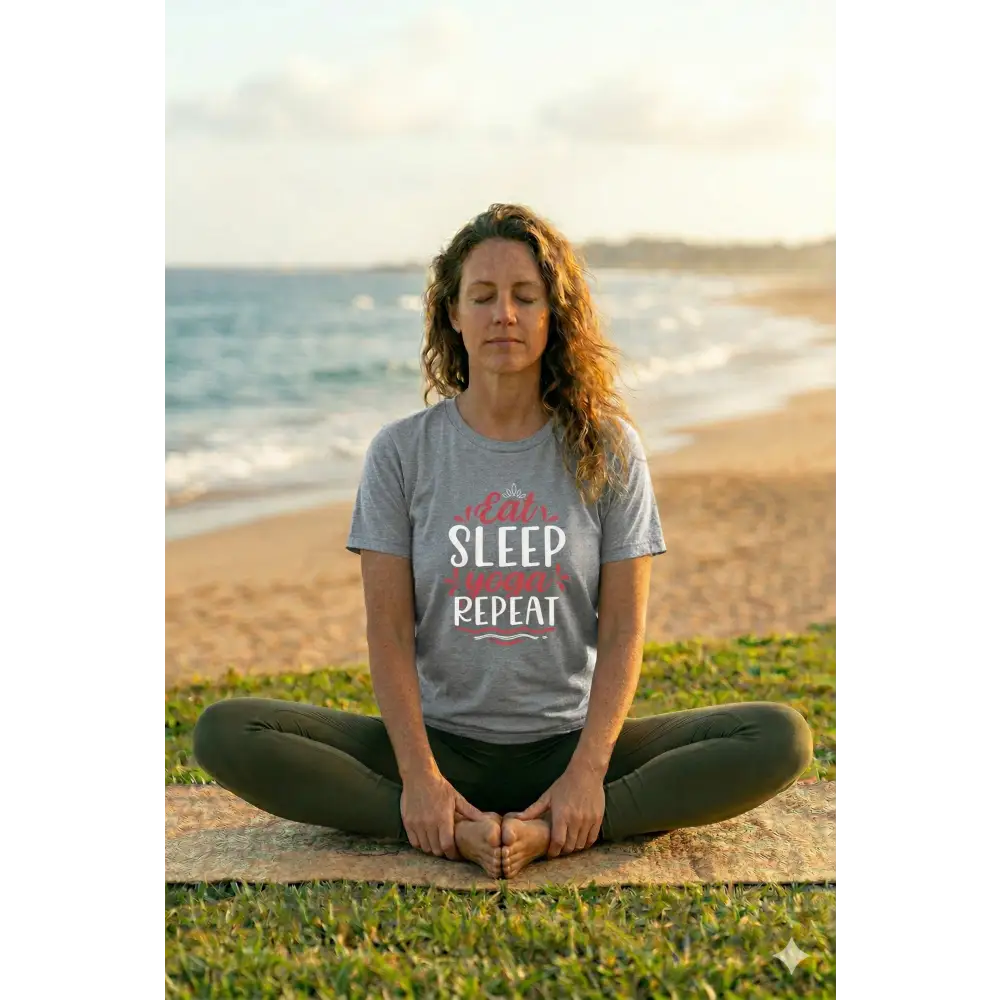 Eat Sleep Yoga Repeat T-Shirt; Yoga Routine Tee - Athletic Heather / S - T-Shirt