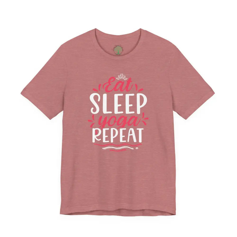 Eat Sleep Yoga Repeat T-Shirt; Yoga Routine Tee - Heather Mauve / M - T-Shirt
