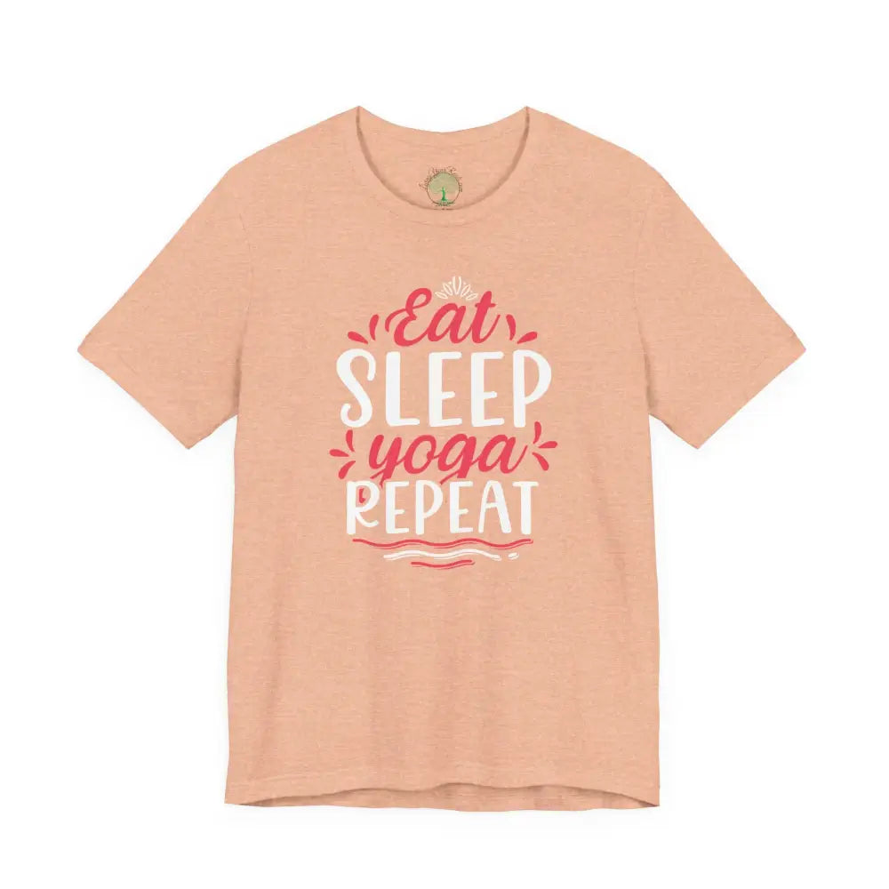 Eat Sleep Yoga Repeat T-Shirt; Yoga Routine Tee - Heather Peach / S - T-Shirt