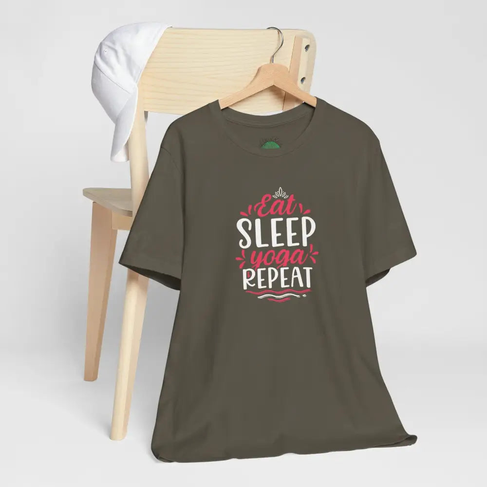 Eat Sleep Yoga Repeat T-Shirt; Yoga Routine Tee - T-Shirt