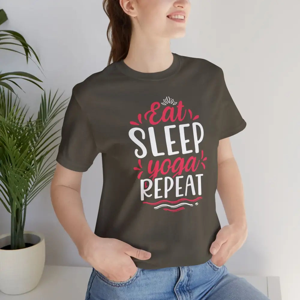 Eat Sleep Yoga Repeat T-Shirt; Yoga Routine Tee - T-Shirt