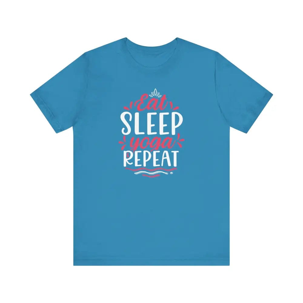 Eat Sleep Yoga Repeat Unisex Jersey Short Sleeve Tee - Aqua / S - T-Shirt