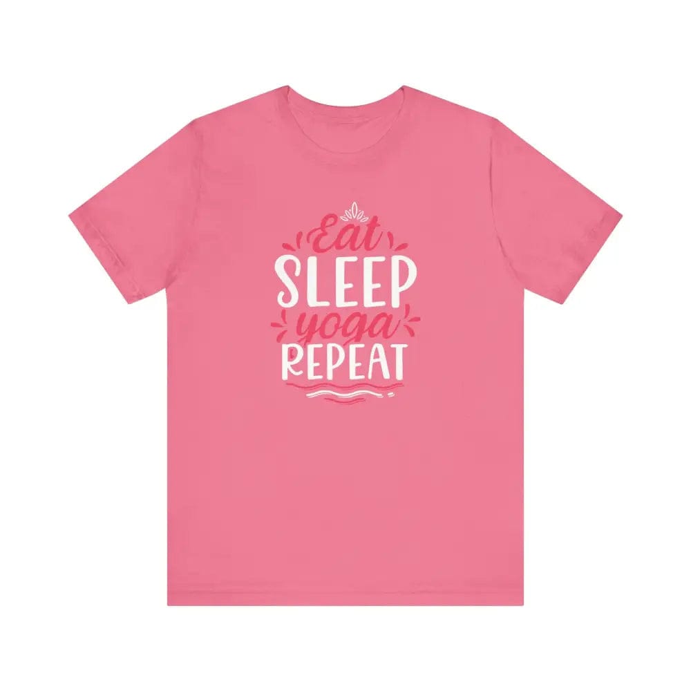 Eat Sleep Yoga Repeat Unisex Jersey Short Sleeve Tee - Charity Pink / S - T-Shirt