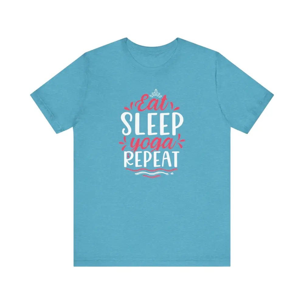 Eat Sleep Yoga Repeat Unisex Jersey Short Sleeve Tee - Heather Aqua / S - T-Shirt