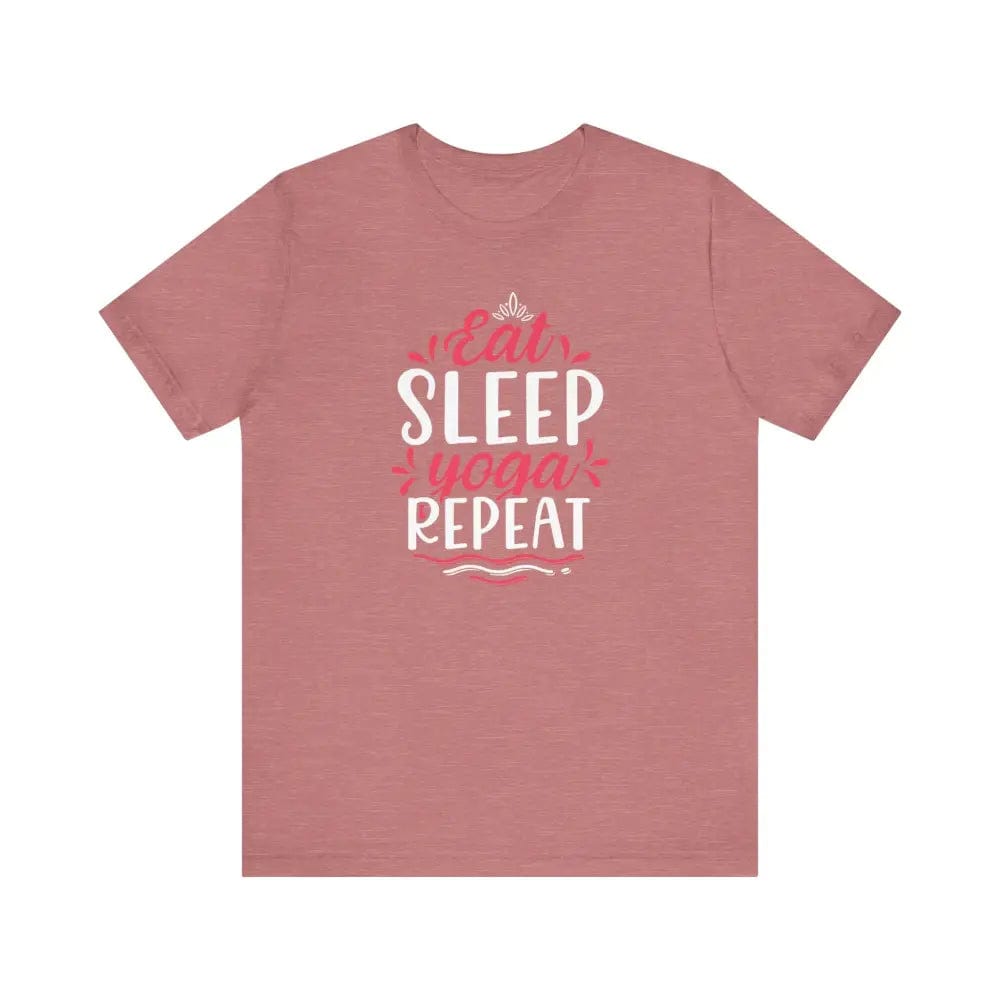 Eat Sleep Yoga Repeat Unisex Jersey Short Sleeve Tee - Heather Mauve / S - T-Shirt