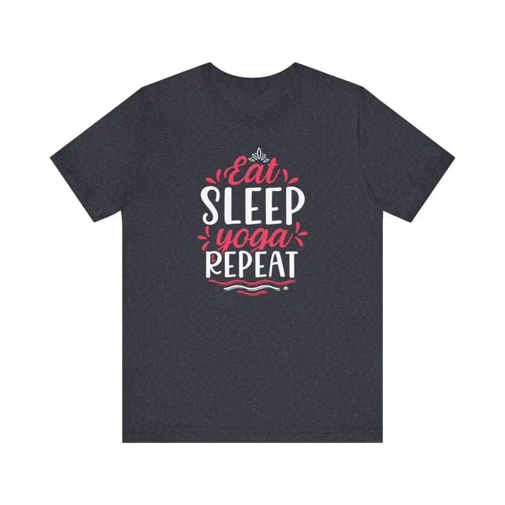 Eat Sleep Yoga Repeat Unisex Jersey Short Sleeve Tee - Heather Navy / S - T-Shirt