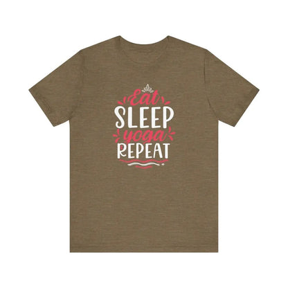 Eat Sleep Yoga Repeat Unisex Jersey Short Sleeve Tee - Heather Olive / S - T-Shirt