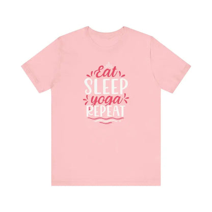 Eat Sleep Yoga Repeat Unisex Jersey Short Sleeve Tee - Pink / S - T-Shirt