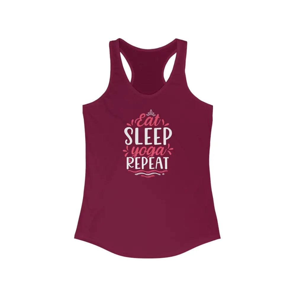 Eat Sleep Yoga Repeat Women’s Ideal Racerback Tank - Solid Cardinal Red / XS - Tank Top