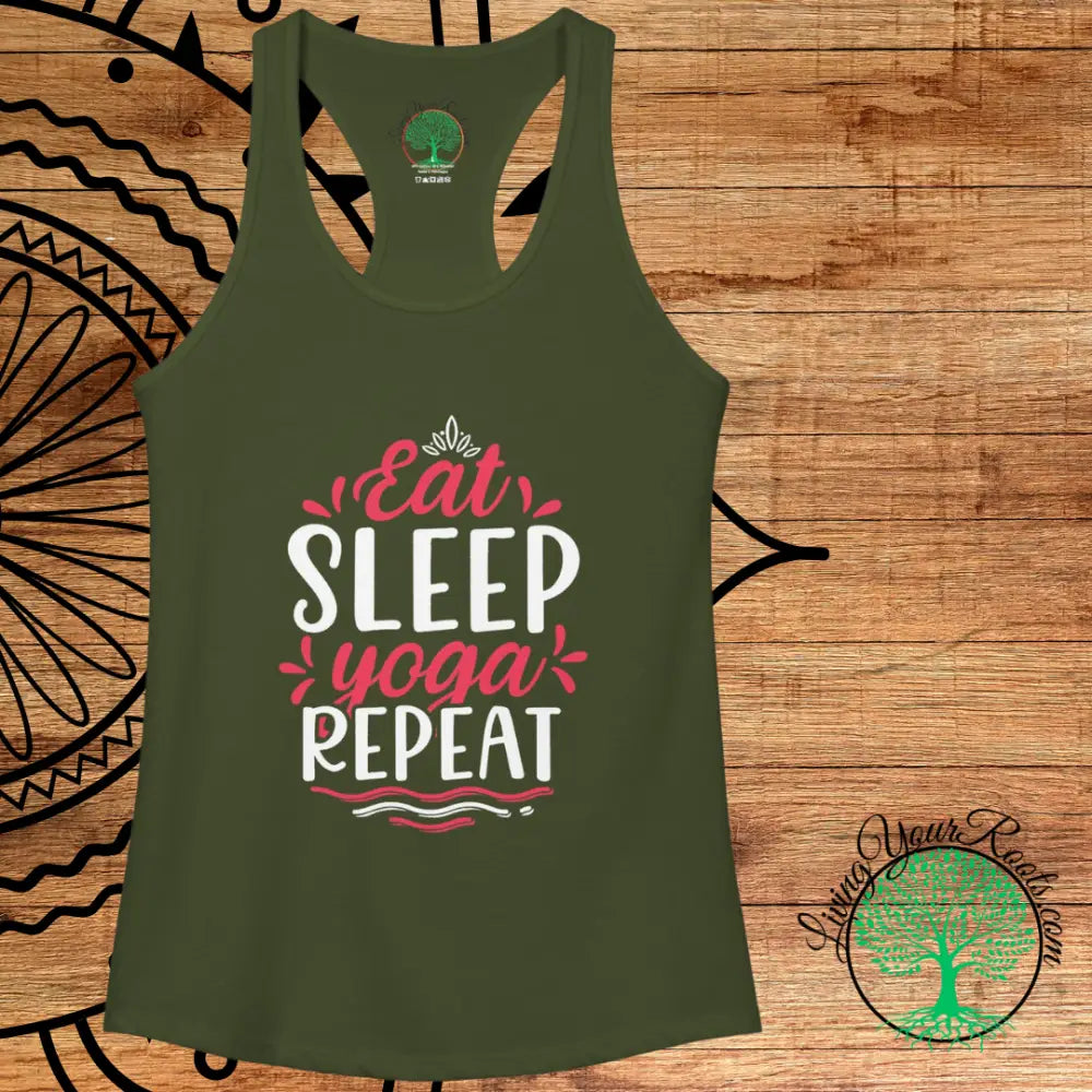 Eat Sleep Yoga Repeat Womens Racerback Tank - Tank Top