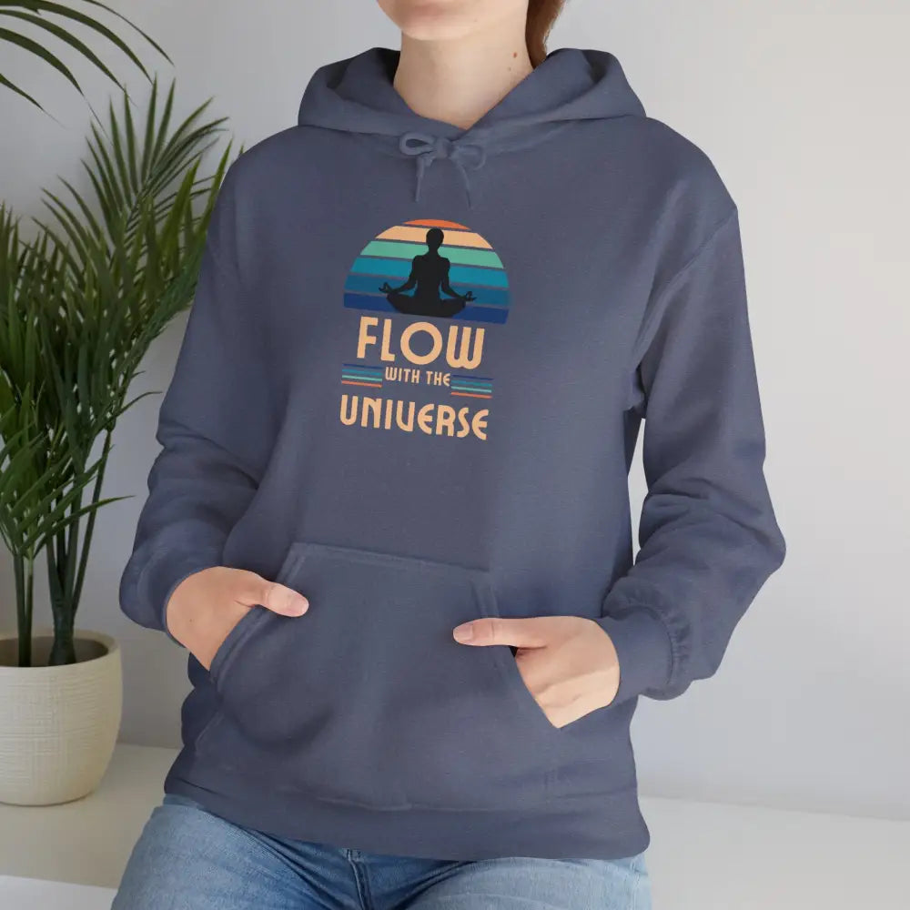 Flow With The Universe Hoodie — Retro Yoga Meditation Sweatshirt - Hoodie