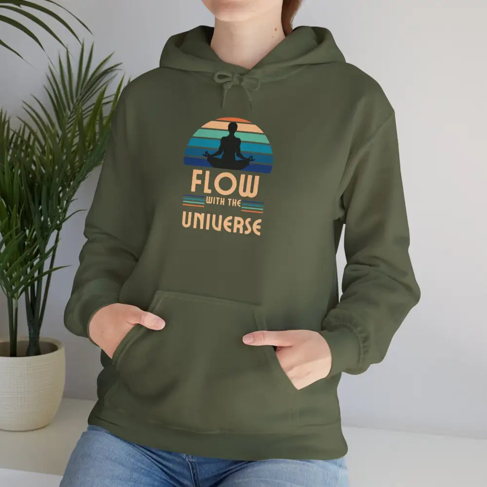 Flow With The Universe Hoodie — Retro Yoga Meditation Sweatshirt - Hoodie