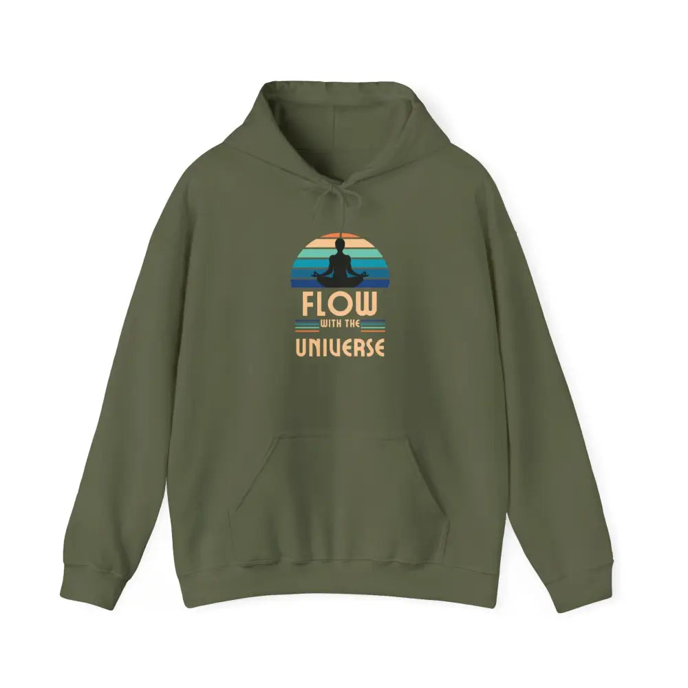 Flow With The Universe Hoodie — Retro Yoga Meditation Sweatshirt - Hoodie
