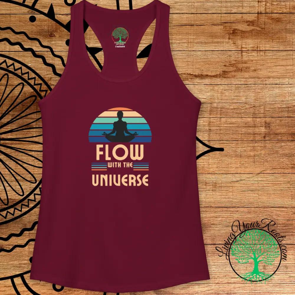 Flow With the Universe Racerback Tank, Women’s Spiritual Yoga Tank Top - Tank Top