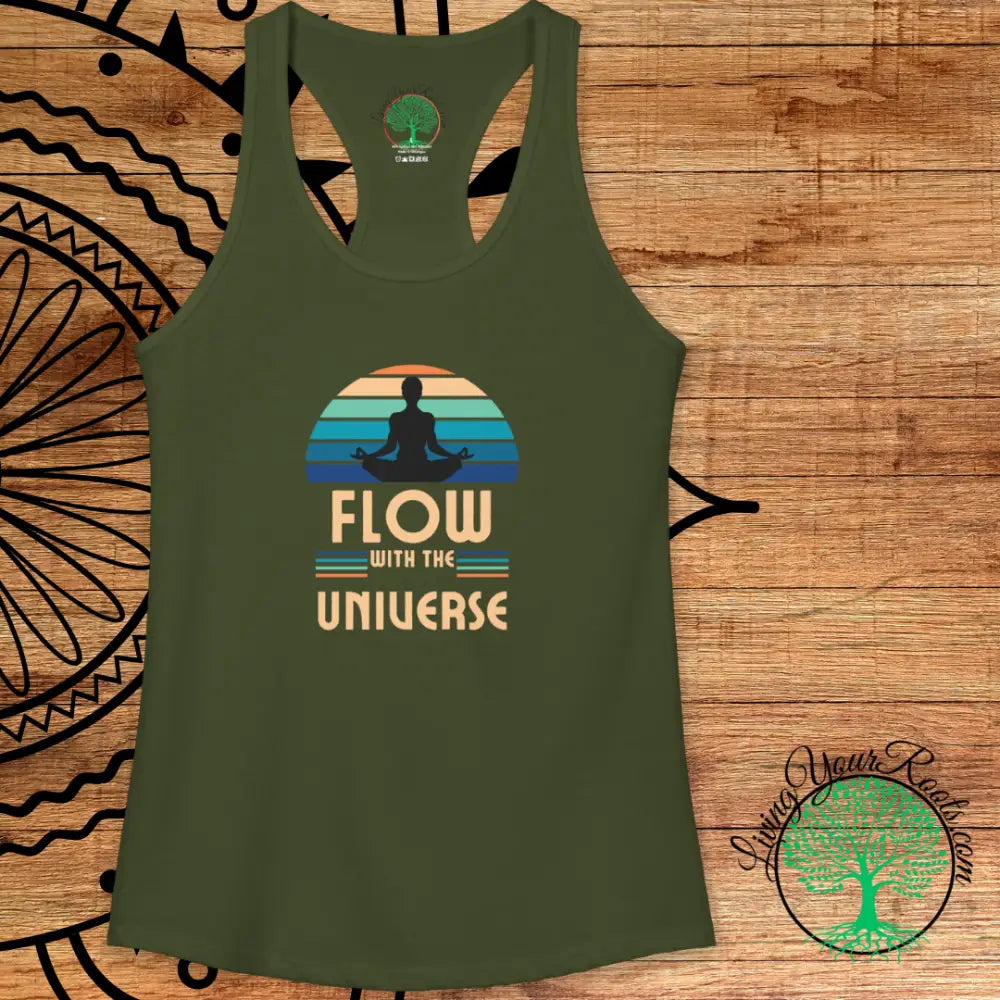 Flow With the Universe Racerback Tank, Women’s Spiritual Yoga Tank Top - Tank Top