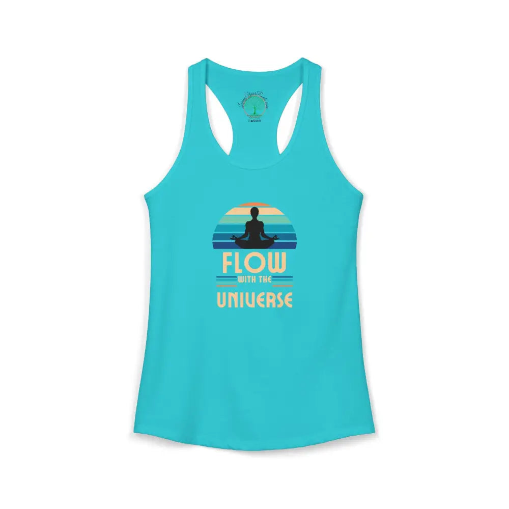 Flow With the Universe Racerback Tank — Women’s Spiritual Yoga Tank Top - XS / Solid Tahiti Blue - Tank Top
