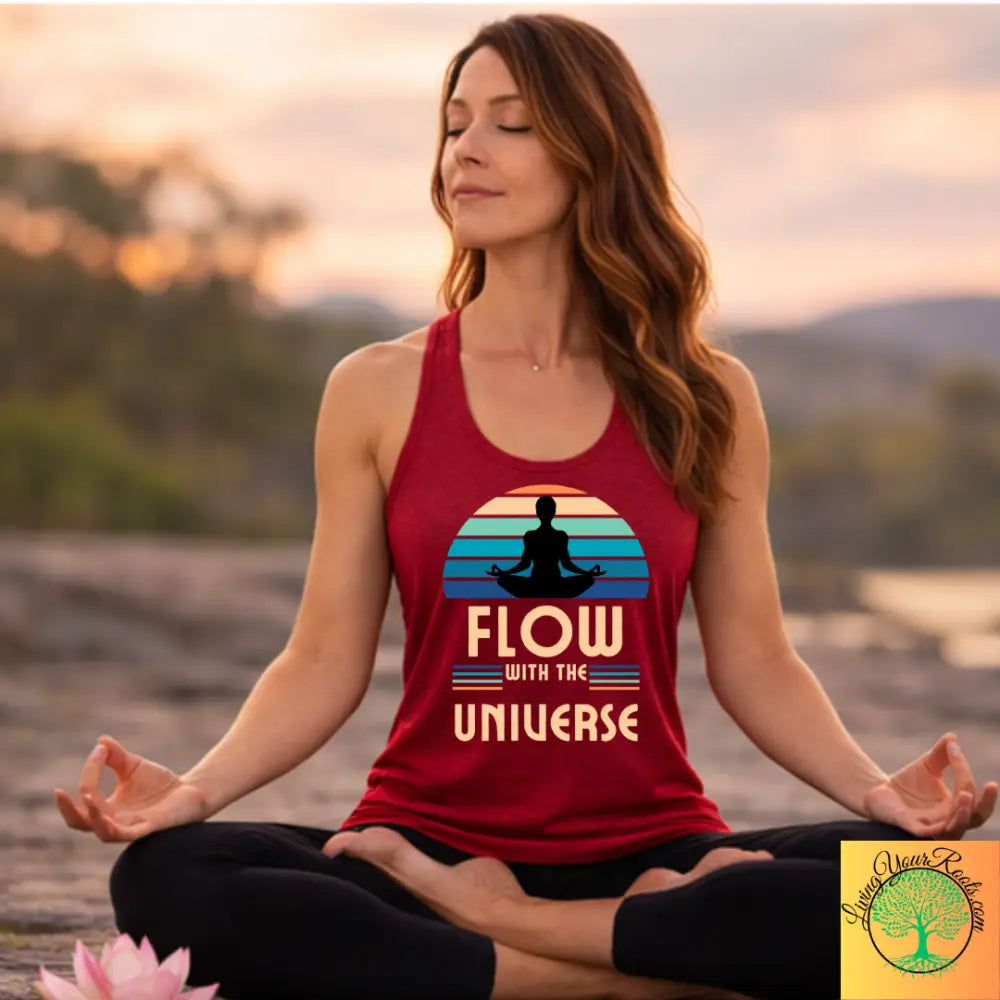 Flow With the Universe Racerback Tank, Women’s Spiritual Yoga Tank Top - XS / Solid Cardinal Red - Tank Top
