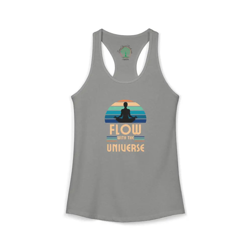 Flow With the Universe Racerback Tank — Women’s Spiritual Yoga Tank Top - XS / Heather Grey - Tank Top