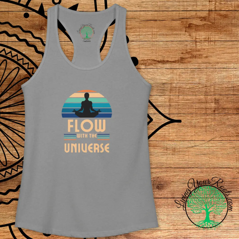 Flow With the Universe Racerback Tank — Women’s Spiritual Yoga Tank Top - XS / Heather Grey - Tank Top