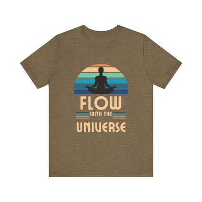 Flow with the Universe Unisex Jersey Short Sleeve Yoga Tee - Heather Olive / S - T-Shirt