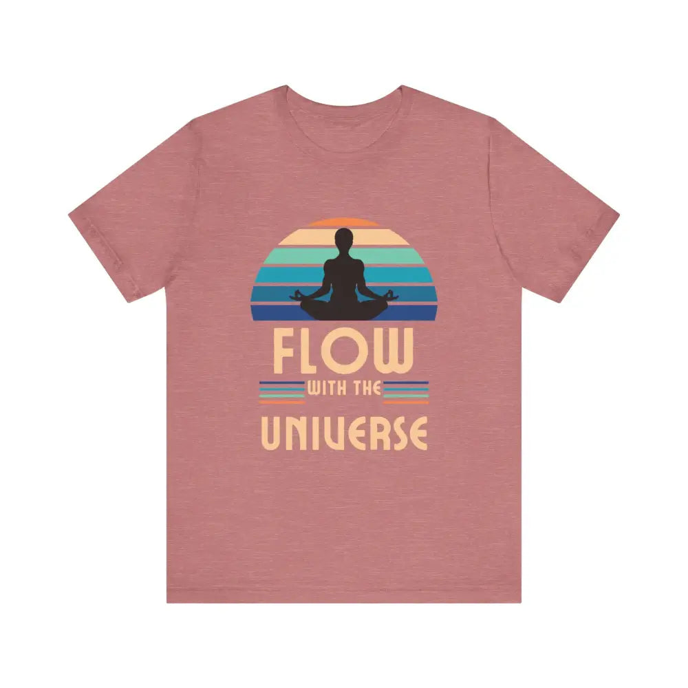 Flow with the Universe Unisex Jersey Short Sleeve Yoga Tee - Heather Mauve / S - T-Shirt