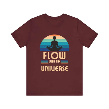 Flow with the Universe Unisex Jersey Short Sleeve Yoga Tee - Maroon / S - T-Shirt