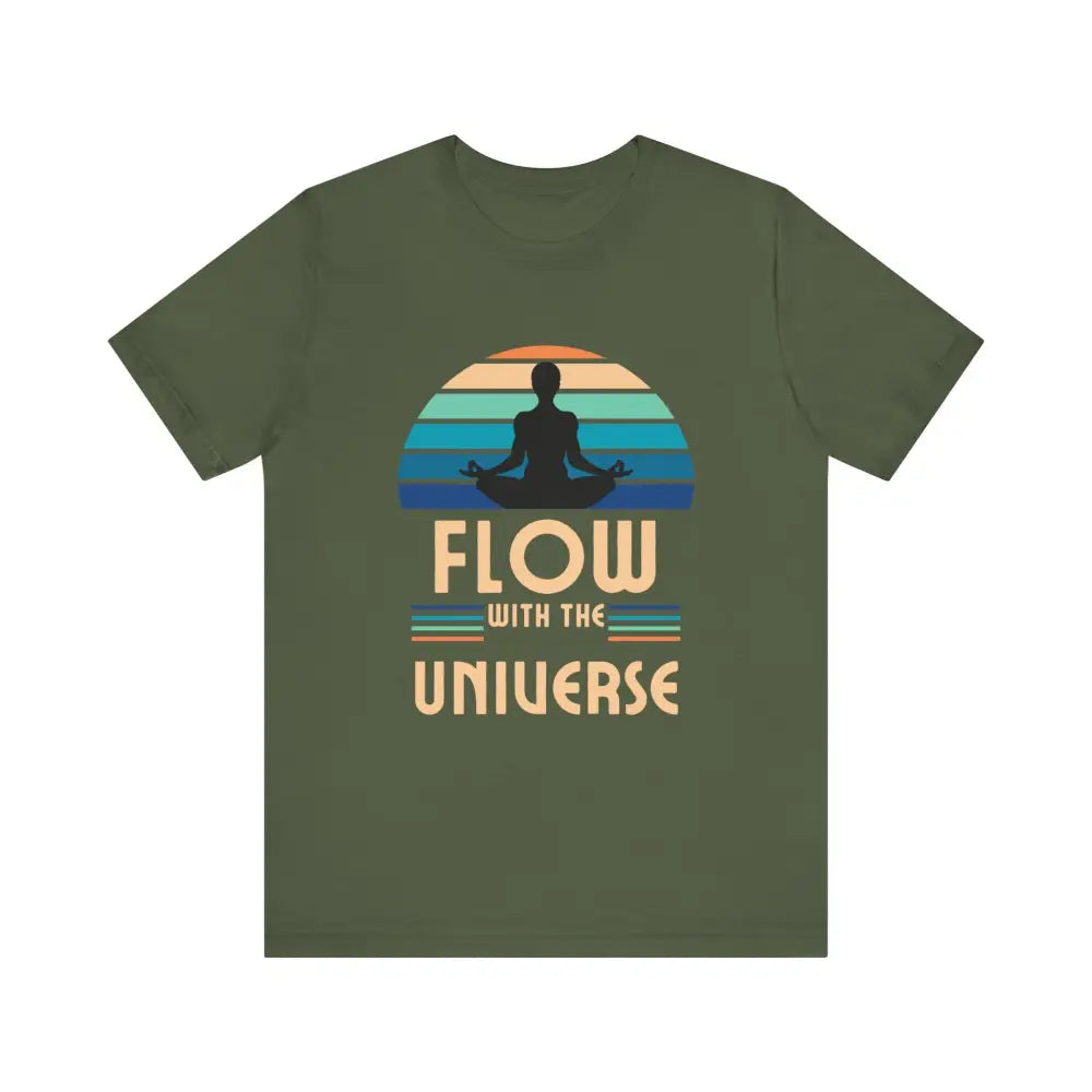 Flow with the Universe Unisex Jersey Short Sleeve Yoga Tee - Military Green / S - T-Shirt