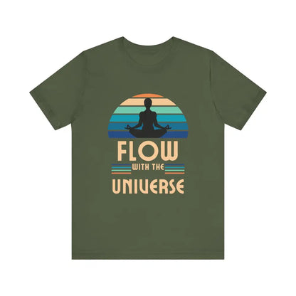 Flow with the Universe Unisex Jersey Short Sleeve Yoga Tee - Military Green / S - T-Shirt