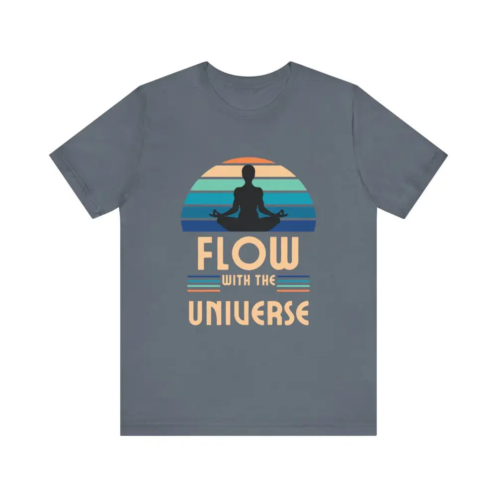 Flow with the Universe Unisex Jersey Short Sleeve Yoga Tee - Steel Blue / S - T-Shirt