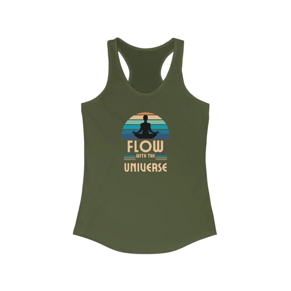 Flow with the Universe Women’s Ideal Racerback Tank - Solid Military Green / XS - Tank Top