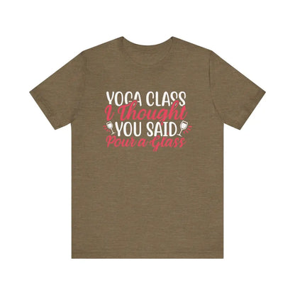 Funny Yoga Class Unisex Jersey Short Sleeve Tee - Heather Olive / S - T-Shirt