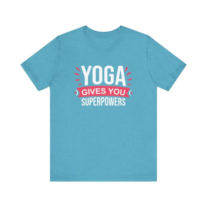 Funny Yoga Gives you Superpowers Unisex Jersey Short Sleeve Tee - Heather Aqua / S - T-Shirt