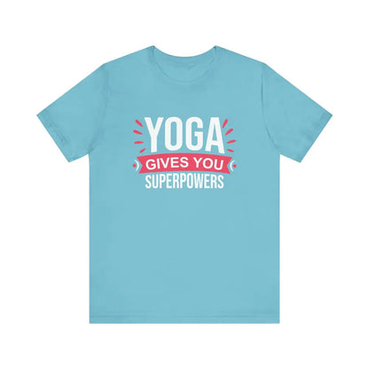 Funny Yoga Gives you Superpowers Unisex Jersey Short Sleeve Tee - Turquoise / S - T-Shirt