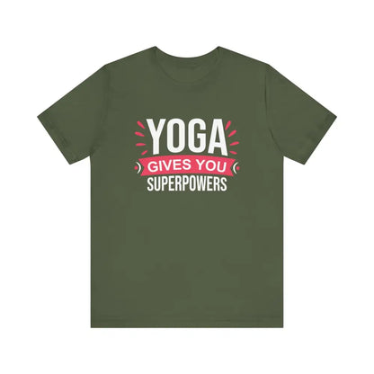 Funny Yoga Gives you Superpowers Unisex Jersey Short Sleeve Tee - Military Green / S - T-Shirt