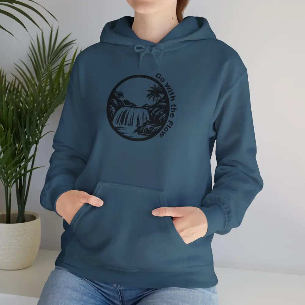 Go with the Flow Heavy Blend Hooded Sweatshirt - Indigo Blue / S - Hoodie