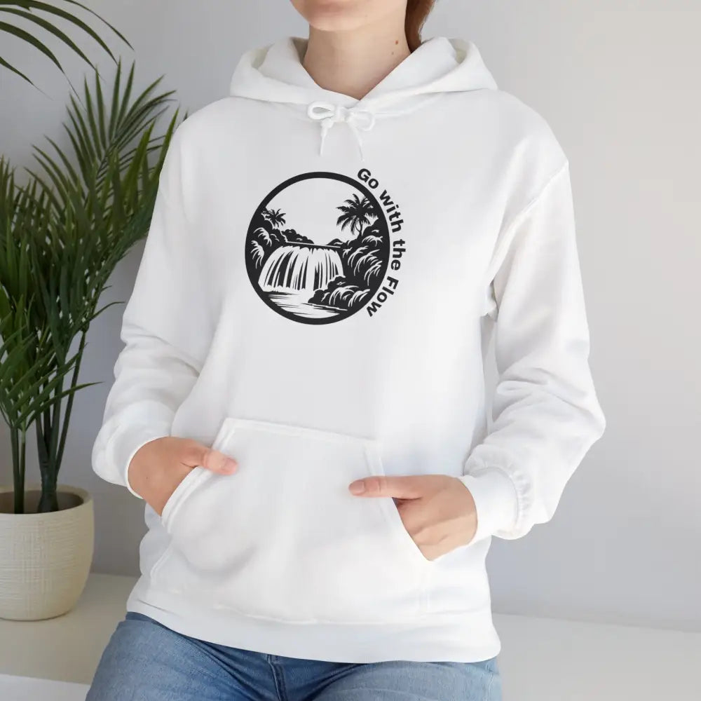 Go with the Flow Heavy Blend Hooded Sweatshirt - White / S - Hoodie